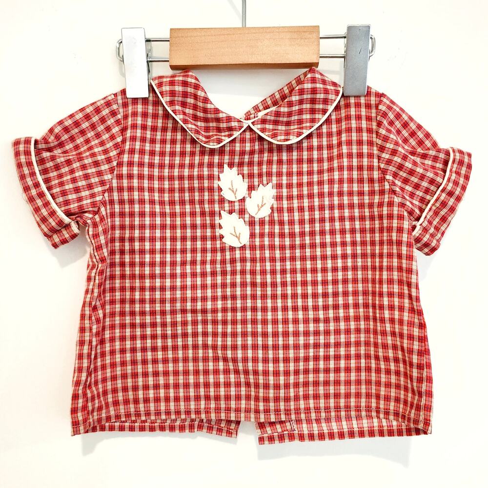 Vintage J.C. Penney Nana's Pet Plaid Appliqué Shirt Sz 0-6M